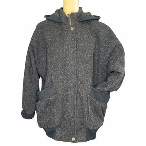 Vintage oversized wool jacket, lined w/ hood